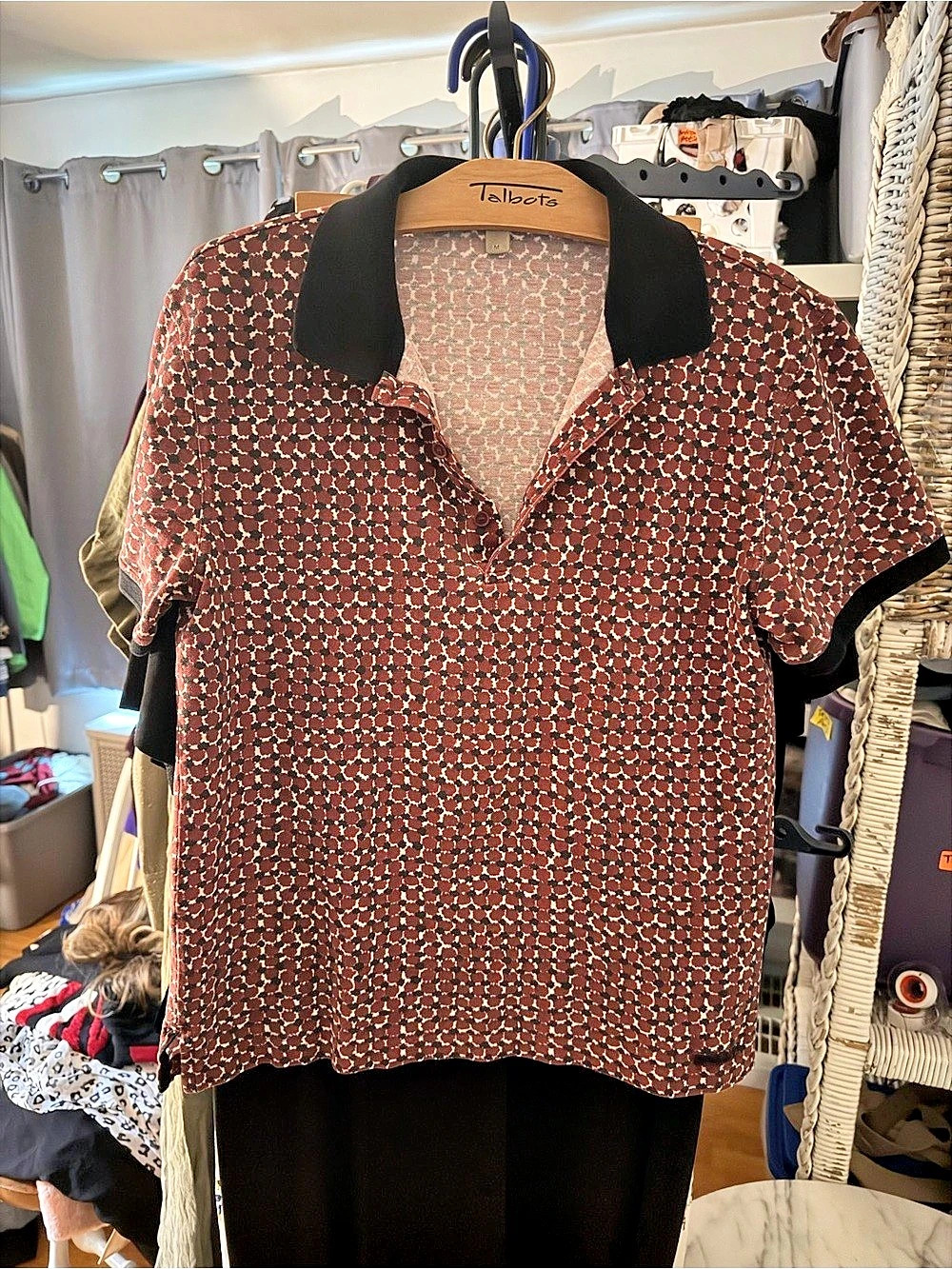 Burberry Brit  Geometric Short Sleeve Top in Red & Black